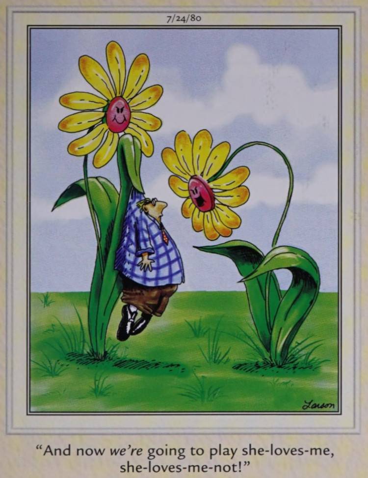 Giant flowers picking a man