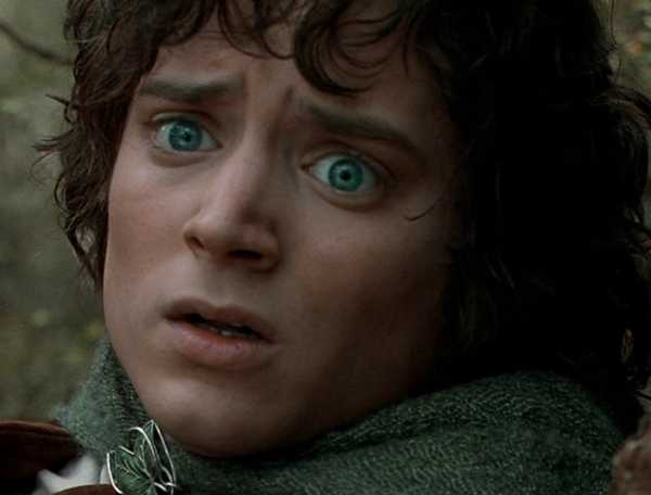 Frodo looking scared in The Lord of the Rings