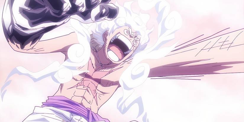 Gear 5 Monkey D. Luffy throws punches in One Piece Episode 1141