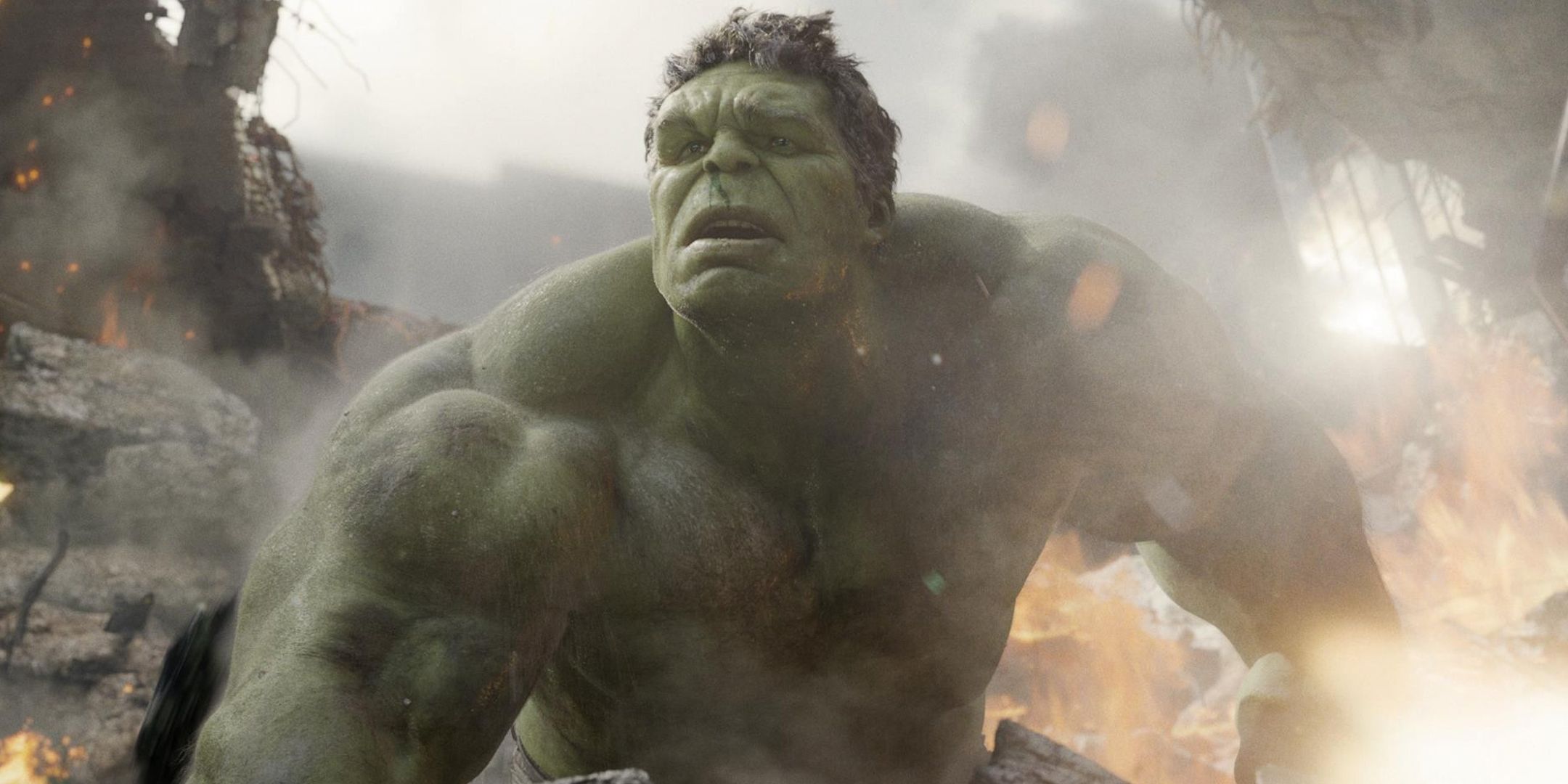 Hulk emerging from rubble in The Avengers
