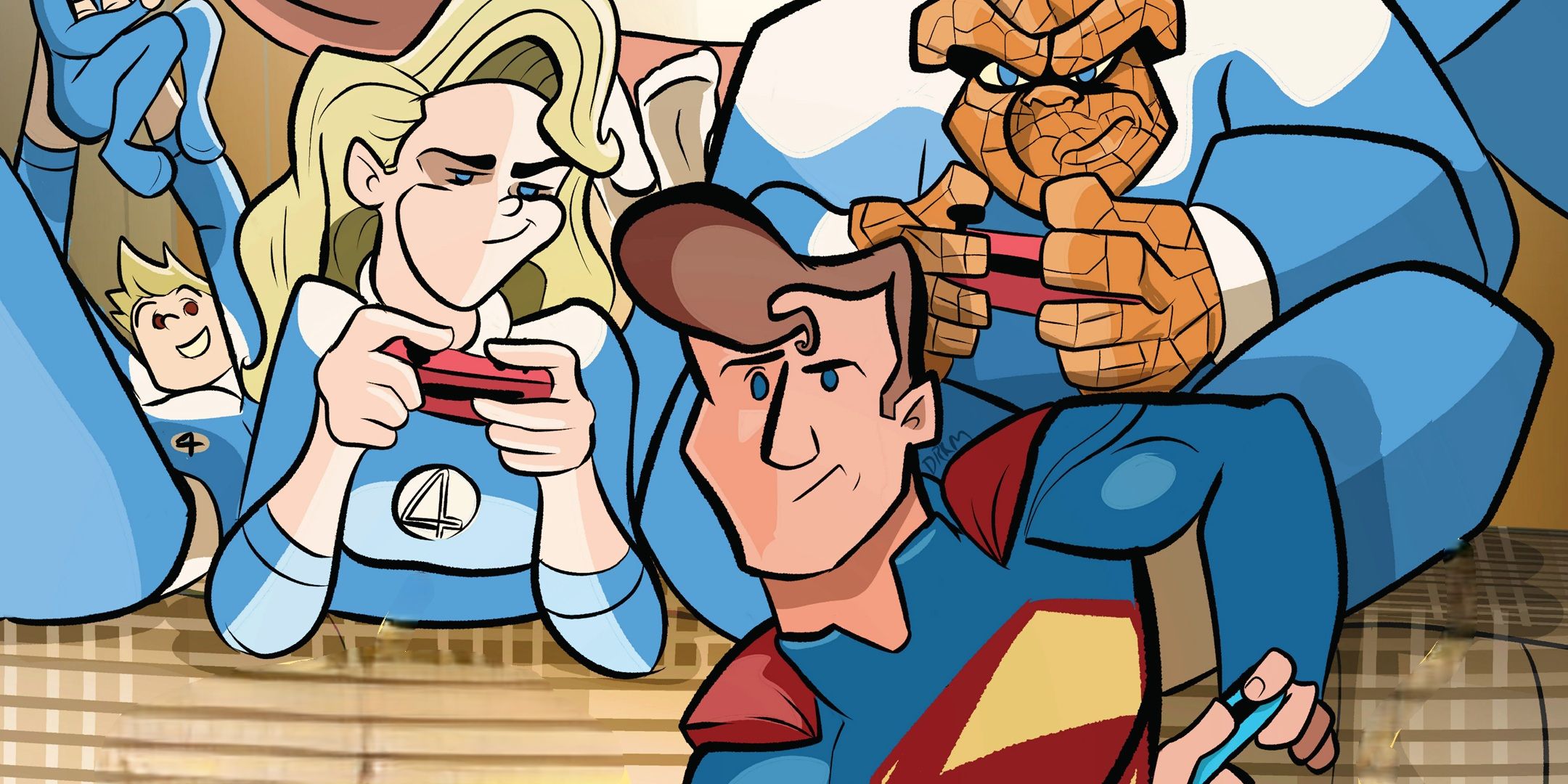 Superman Battles the Fantastic Four in the Line it is Drawn