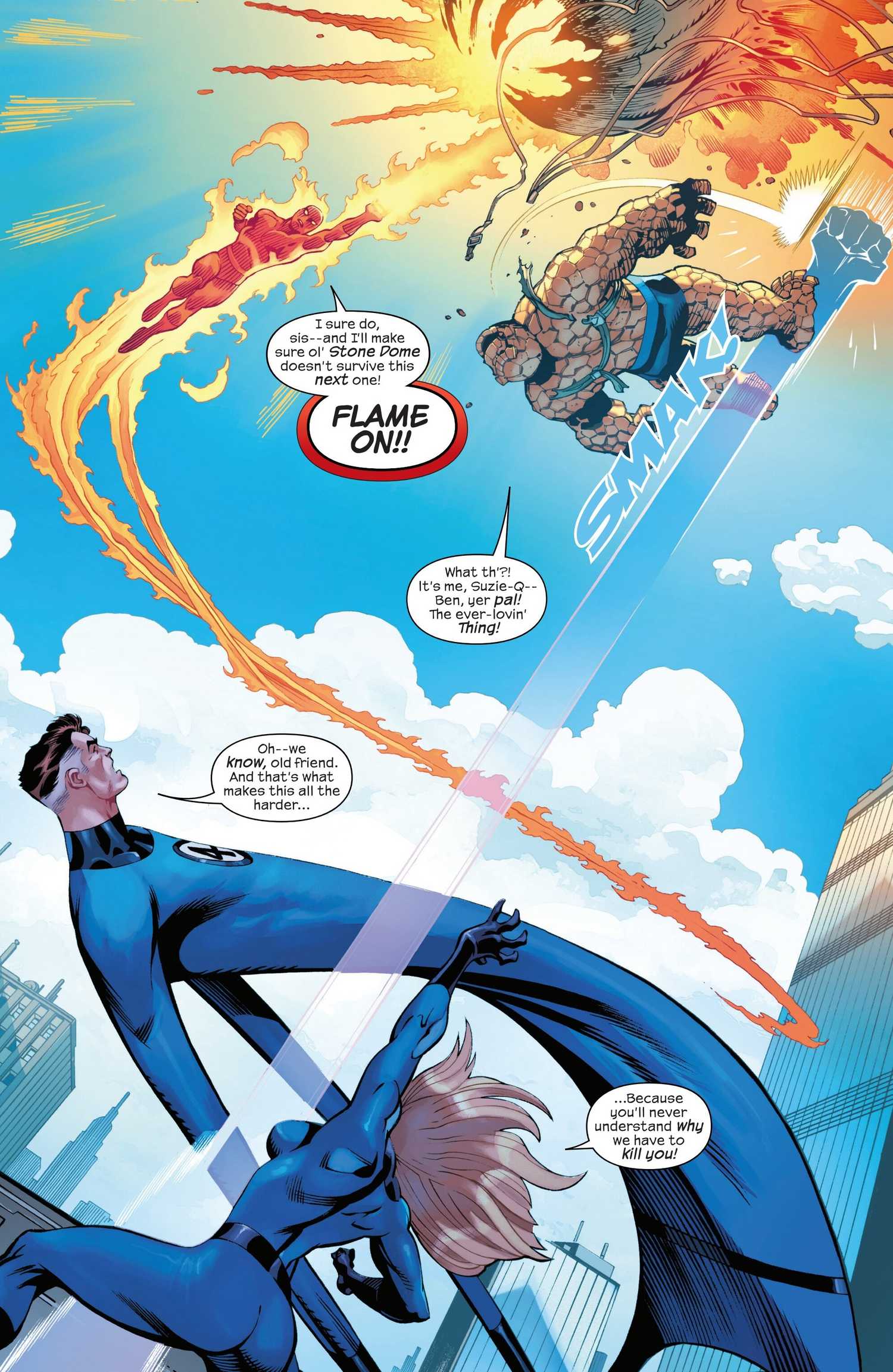 The fantastic four try to kill the thing