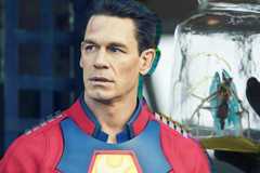 John Cena as Christopher Smith in Peacemaker; Goff the Butterfly is trapped in a bottle