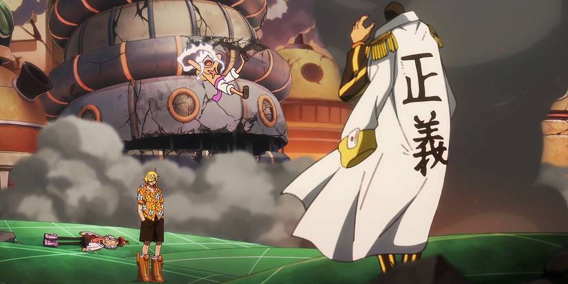 Sanji, Gear 5 Luffy, and Kizaru standoff in One Piece Episode 1141
