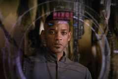Will Smith looks menacing during a scene in After Earth