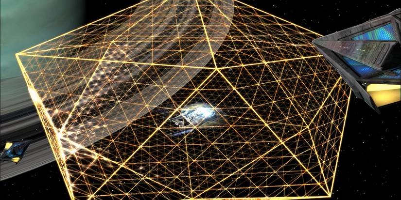 Tholiens use a tholian canvas to trap another spacecraft