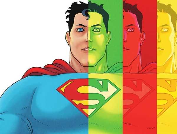 Superman seen through different colored lenses
