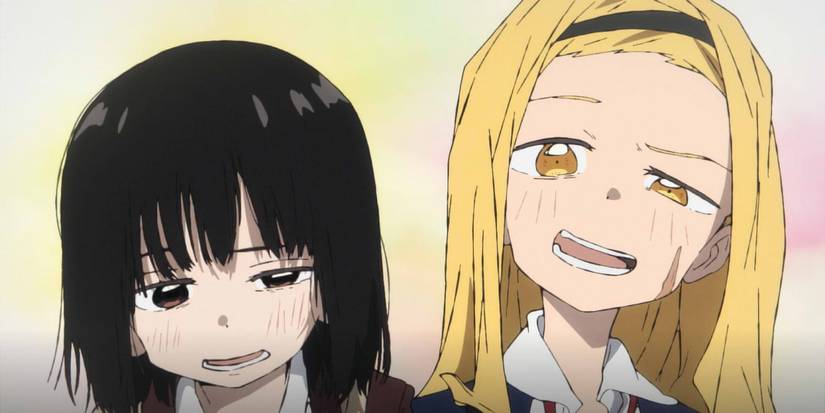 Shizuka dan Marina tersenyum bersama di akhir Takopi's Original Sin.