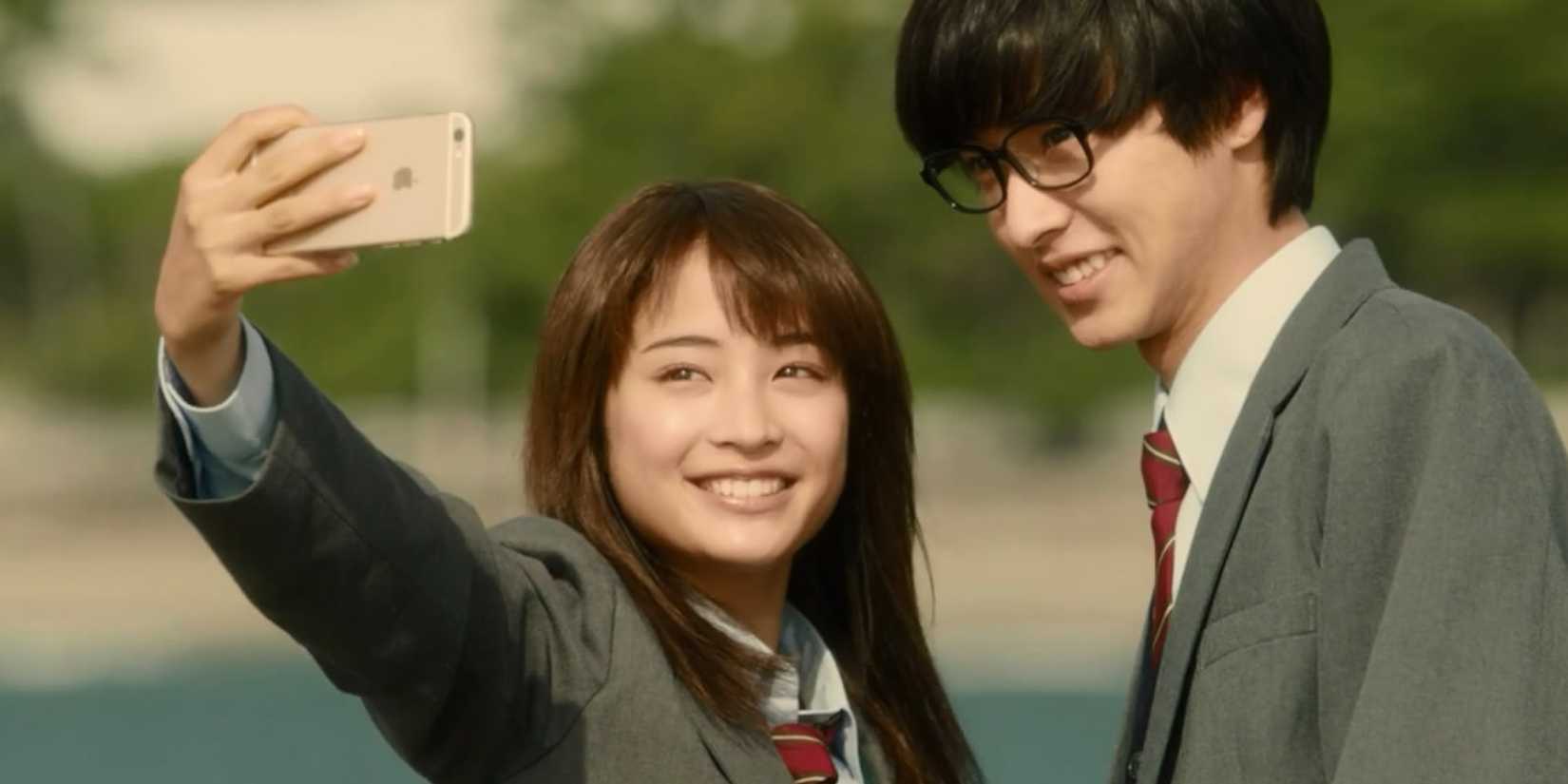 The cast of Your Lie In Apri take a selfie