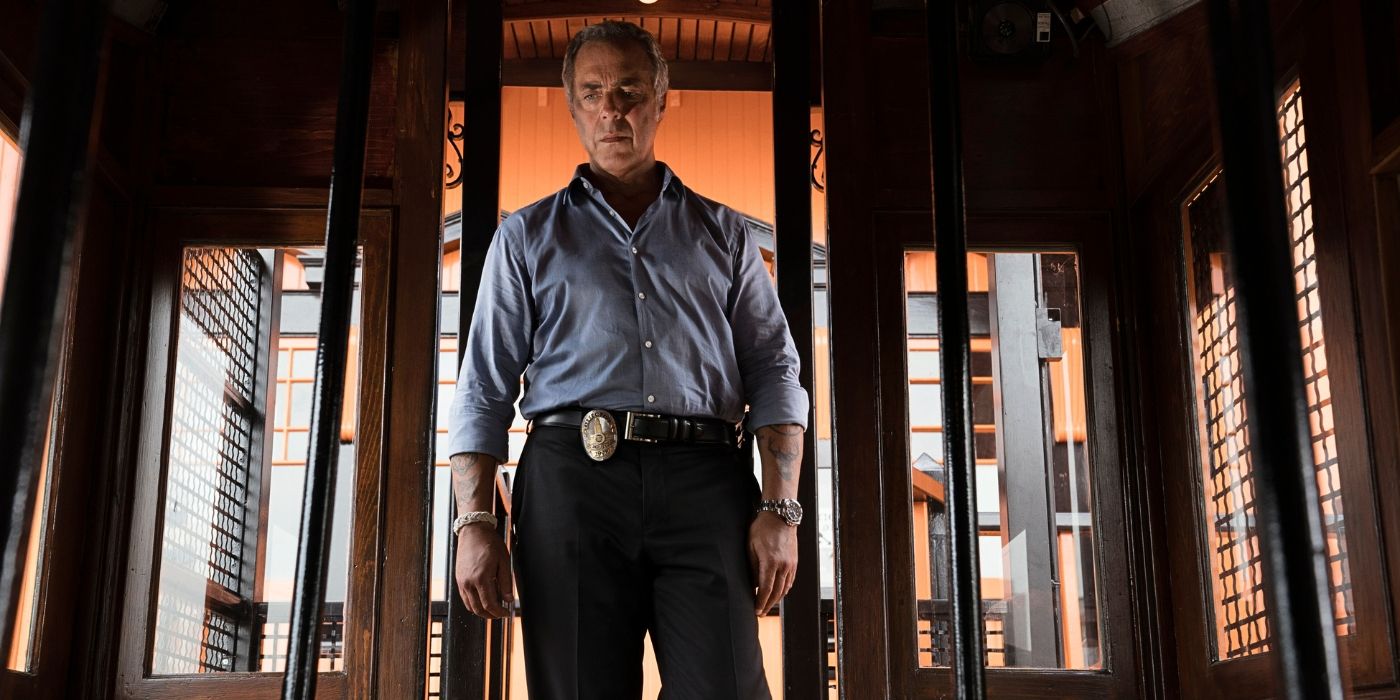 Titus Welliver as Bosch surveying a crime scene in Bosch 'Ask the Dust'
