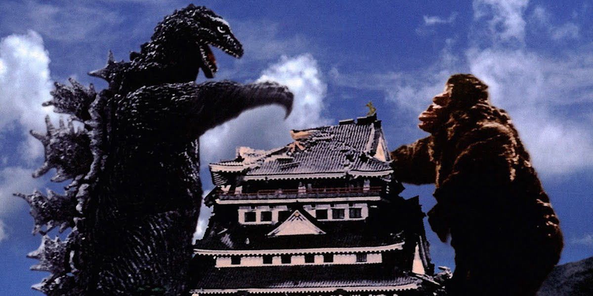 Godzilla e King Kong lutando em King Kong vs.