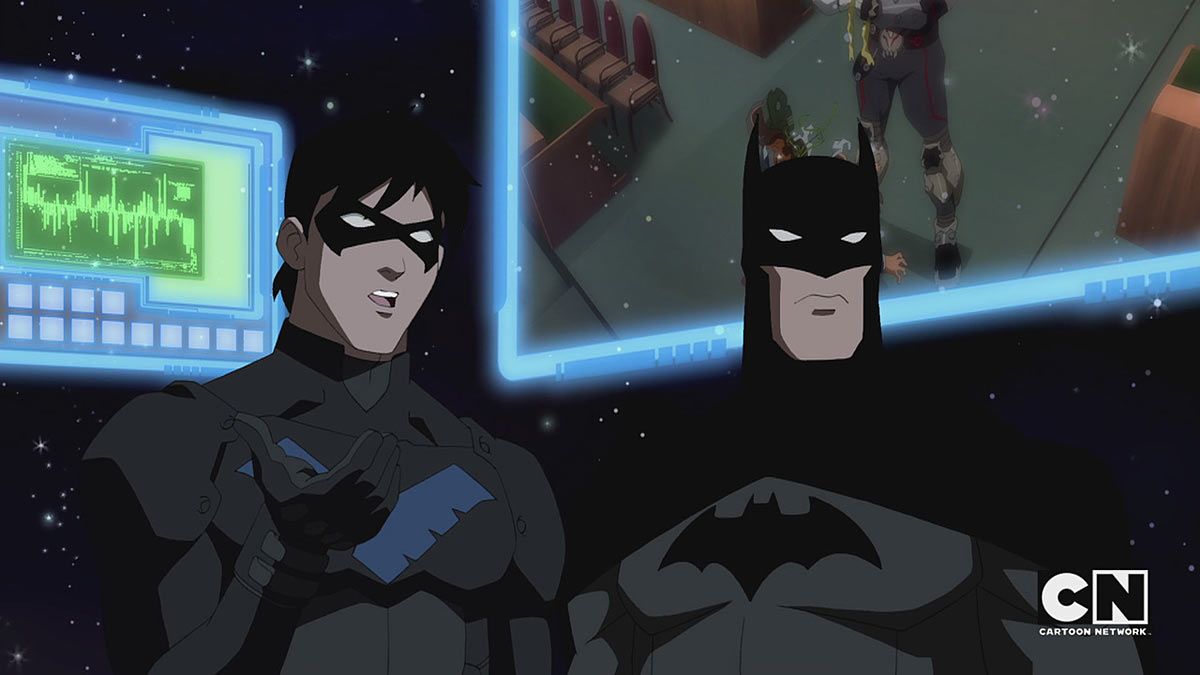An image of Batman and Nightwing from Young Justice cartoon.