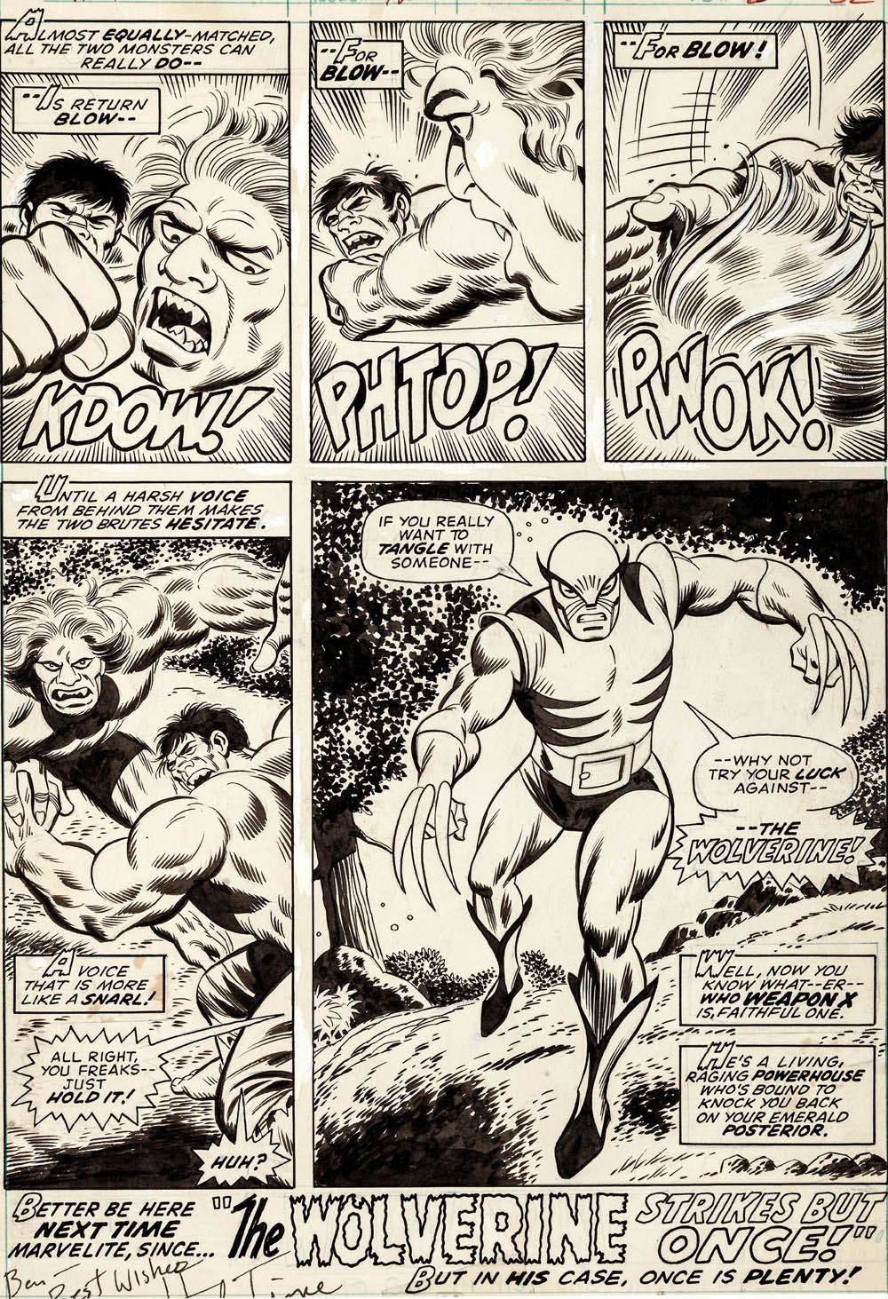 Original art from Wolverine's debut heads to auction