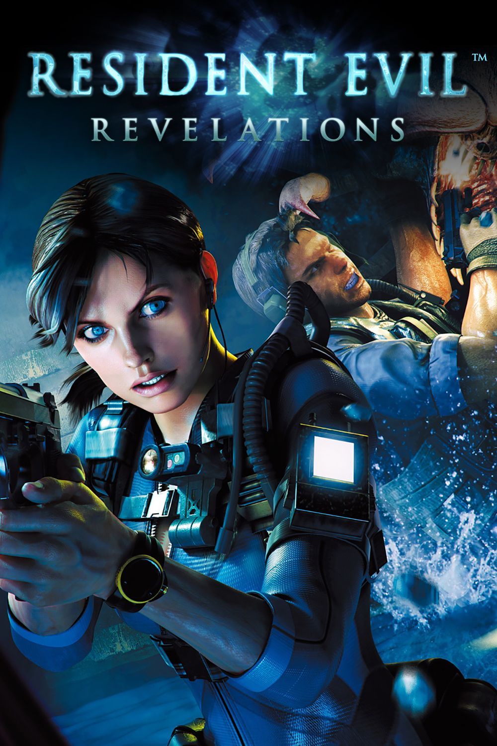 El póster de Resident Evil: Revelations muestra a Claire Redfield en primer plano y a otro personaje disparando un arma detrás de ella.