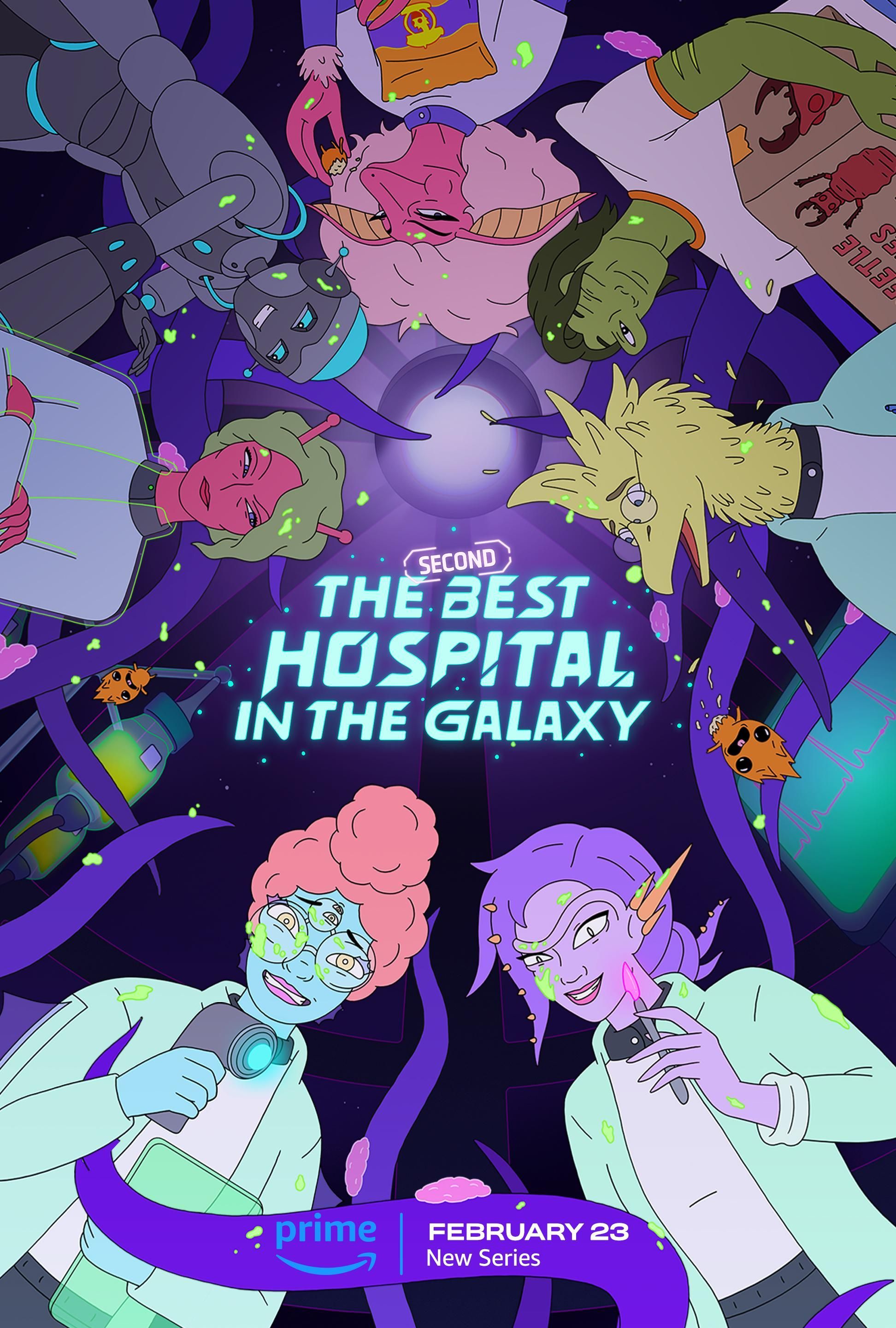 Poster for the second best hospital from the Galaxy TV series featuring alien creatures