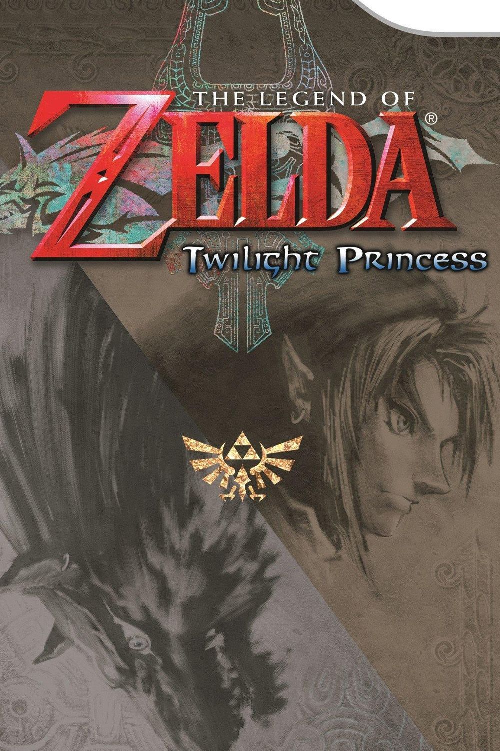 The cover of The Legend of Zelda: Twilight Princess shows Link on one side and Link as a wolf on the other.