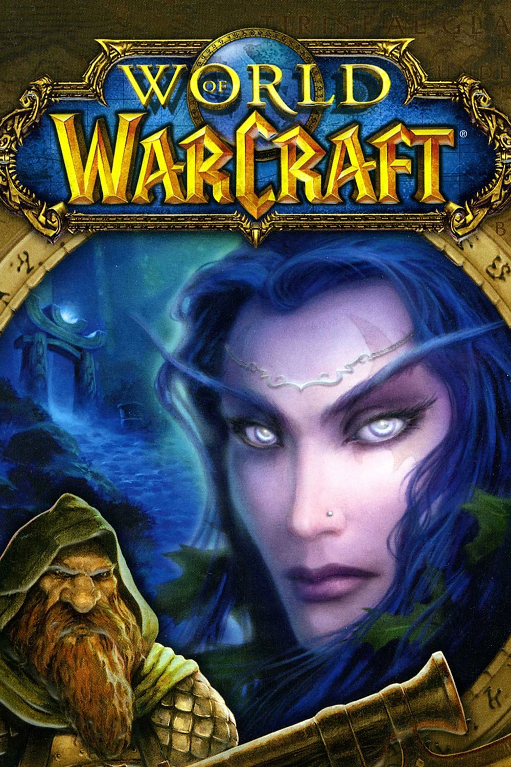 The World of Warcraft box features several characters from the game, with the title in yellow at the top.