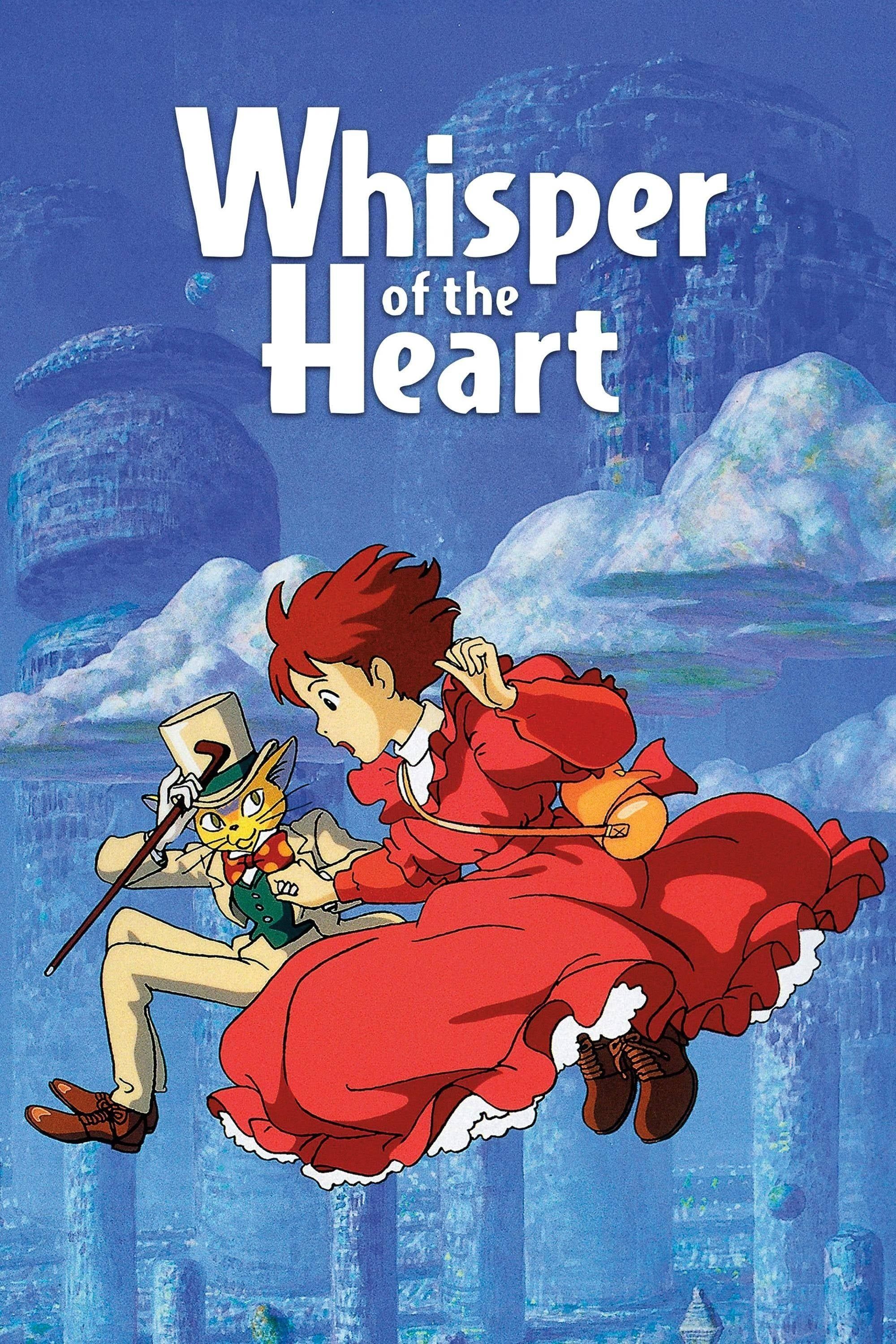 Shizuku Tsukishima and The baron are sailing through the air on the cover of Whisper of the Heart.