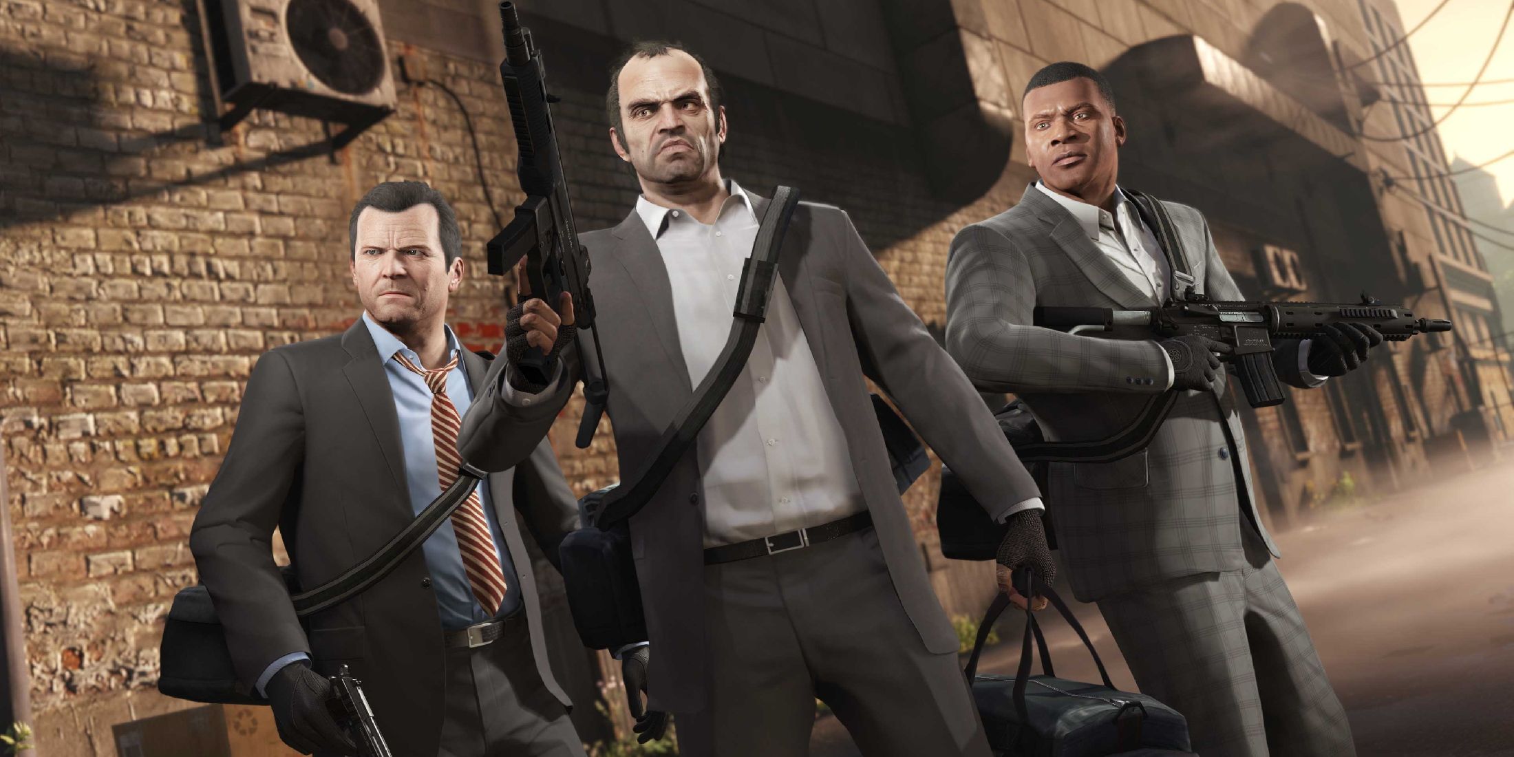 Michael, Trevor y Franklin armados en GTA 5