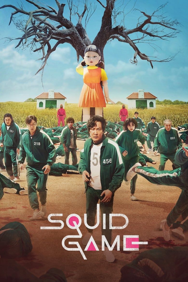  Seong Gi-hun (Lee Jung-jae) is prominently depicted surrounded by other characters from Squid Game as they run around a beach on the show's poster.